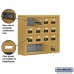 Salsbury Cell Phone Storage Locker - 4 Door High Unit (5 Inch Deep Compartments) - 12 A Doors and 2 B Doors - Gold - Surface Mounted - Resettable Combination Locks
